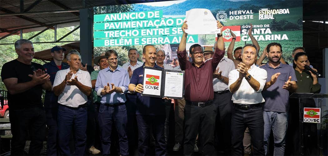 Governo de SC anuncia pavimentação pelo Programa Estrada Boa Rural em Herval d’Oeste