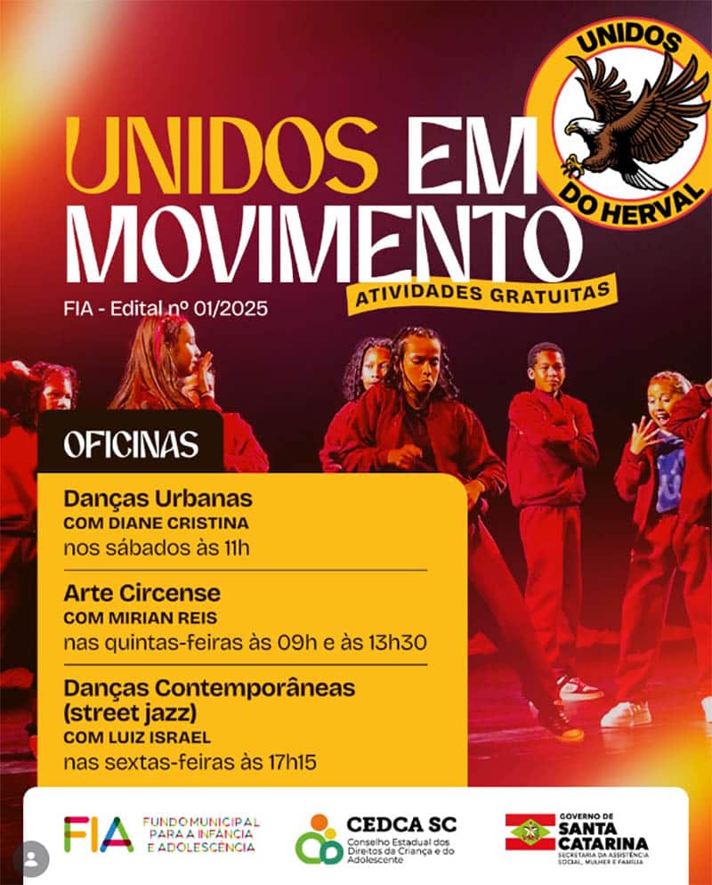 Unidos do Herval abre novas turmas gratuitas do projeto Unidos em Movimento