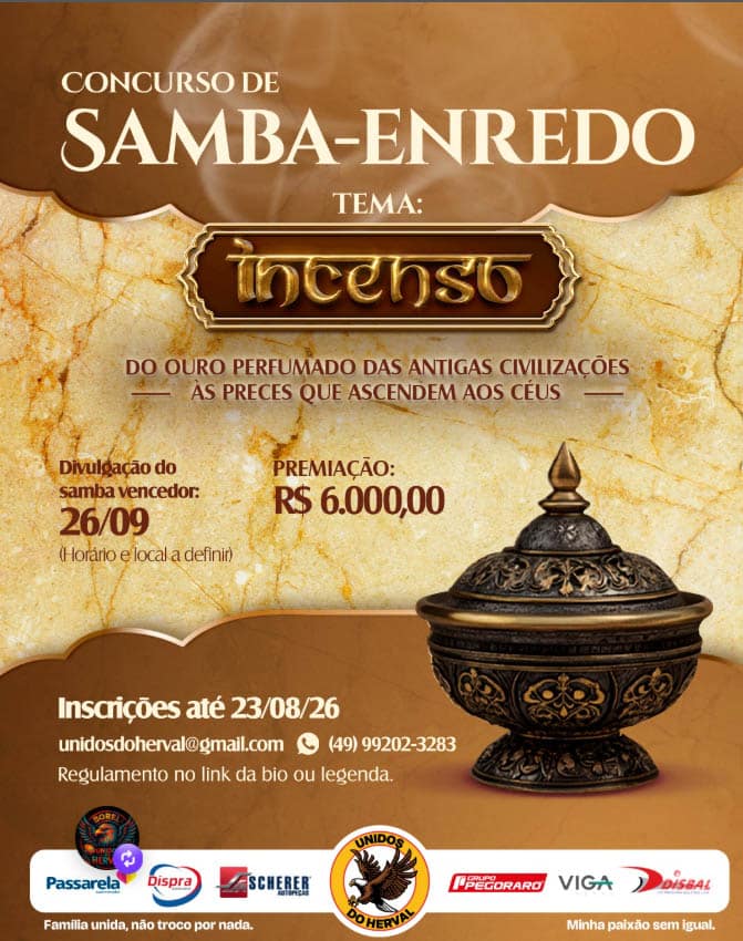 Unidos do Herval abre concurso para escolha do Samba-Enredo do Carnaval 2027