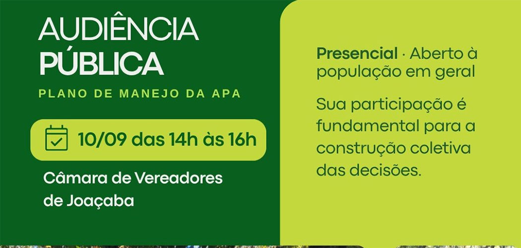 Audiência Pública sobre Plano de Manejo da APA Vale do Rio do Peixe acontece nesta quinta-feira (10) em Joaçaba